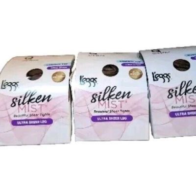 3 L'eggs Silken Mist Sheer Tight Control Top Sun Beige Size Q