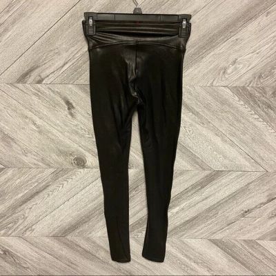 SPANX Leggings Women's Size XS Black Side Stripe Faux Leather