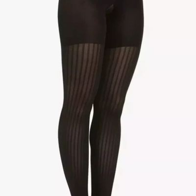 SPANX STAR POWER RIBBED ROW SHAPING TIGHTS Size A BACKDROP BLACK