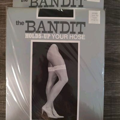 Bandit Empire Intimates Thigh High Lace & Nylon Stockings 2 Pr, 1 each Wht & Blk