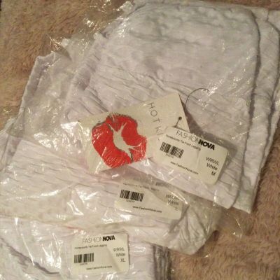 Fashion Nova Tik Tok Booty Lift Honeycomb Leggings Size M White Front Tie