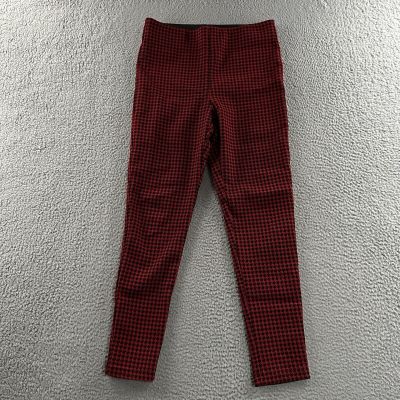 Zara Womens Pants Red Black Size Medium Leggings Ankle Pull On Polyester Blend