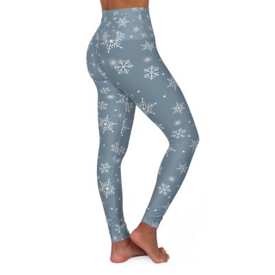 Frozen Snowflakes Leggings, Winter Yoga Pants, Workout