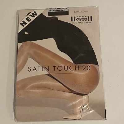 Wolford Satin Touch 20 Tights, Size XL - New 18378, 7212. Color Nearly Black