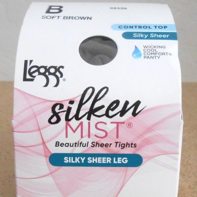 L'eggs Silken Mist Beautiful Sheer Tights Control Top Size B Soft Brown