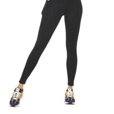 Cajubrasil Women's M Pocket Front Workout Leggings Solid Black Athletic Gym New