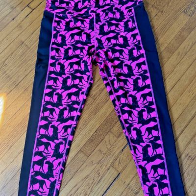 New w tags RISE Lularoe Bright Pink Black Cheetah XL 7/8 Yoga Leggings pockets