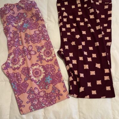 Women’s One Size Lularoe Leggings Lot Of 2 Multi Color NWOT