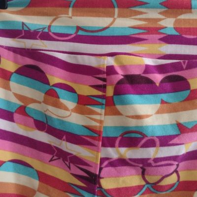 Disney Lularoe Multicolor Leggings Mickey Minnie Geometric Stripe OS