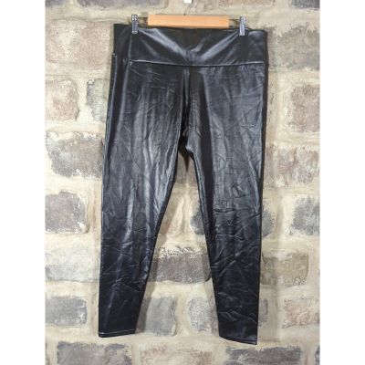 No Brand Leggings Woman's XXL Faux Leather Hi-Rise Black Stretch Shiny Party