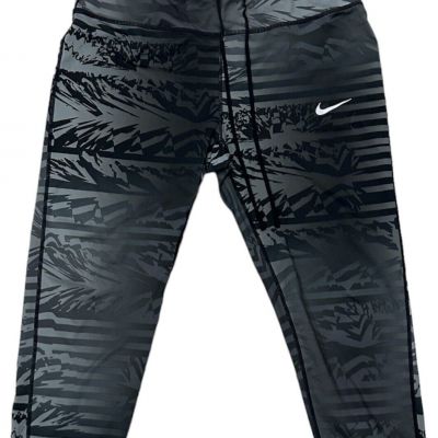 Woman's Size 1X Black/Gray Stripe/Splatter Nike Dri-Fit Running Capri Leggings