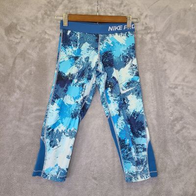 Nike Women's Medium Dri-FIT Abstract Capris Blue/White 17