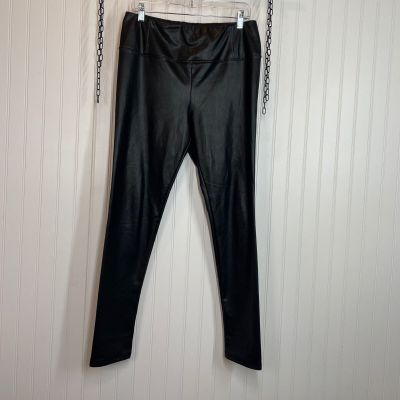 7 for all Mankind Black Faux Leather High Waisted Pull on Leggings Size L