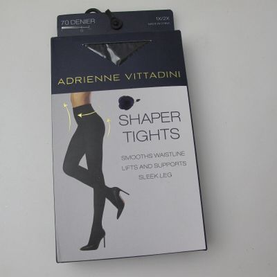 Adrienne Vittadini Body Shaper Tights in Black, Sizes 1X- 2X, Footed, Smooths