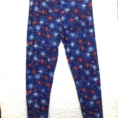 LuLaRoe leggings adult TC (tall & Curvy, sz 12-18) Patriotic fireworks bursts