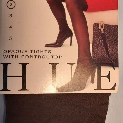 New~**HUE ESPRESSO (BROWN) OPAQUE CONTROL TOP TIGHTS**~SIZE 2~M/L~120-170 LBS