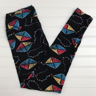 NWT LulaRoe OS Leggings Kites Black Blue Pink Pattern One Size New LLR HTF Rare