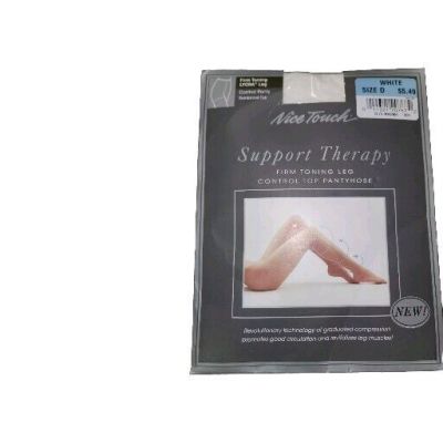 Nice Touch Support Therapy Firm Toning Leg Control Top Pantyhose White Size D