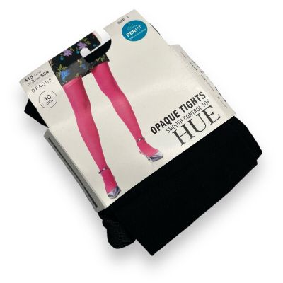 Hue Tights Womens Size 1 Black Super Opaque Smooth Control Top