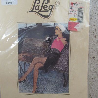 VINTAGE LA LEG BLACK NYLON LYCRA SPANDEX TEXTURED PANTYHOSE SIZE B/C NEW