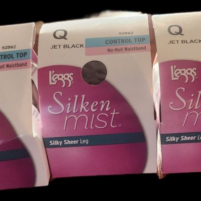 3 Pairs Leggs Silken Mist Pantyhose Size Q