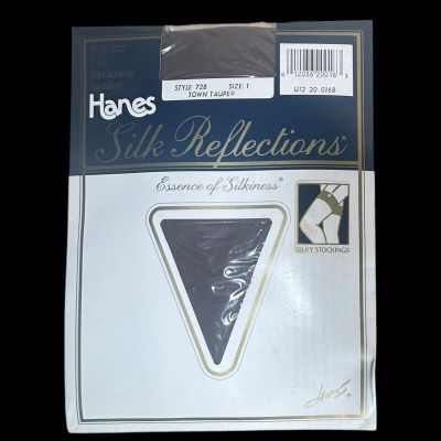 Hanes Silk Reflections 2 Pair Silky Stockings Style 728 - Sz 1 - Town Taupe -Vtg