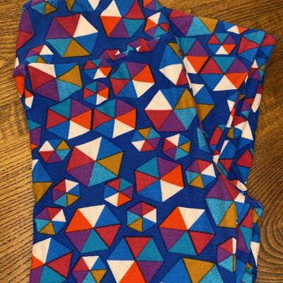 Lularoe Leggings Blue  Multicolored Geometric OS Pre-Owned