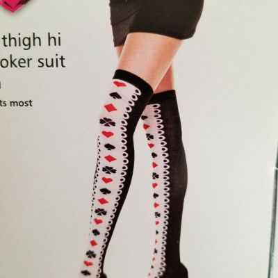 Music Legs Poker Thigh High Stocking Sexy Suits Diamond Hearts Spades Clubs New