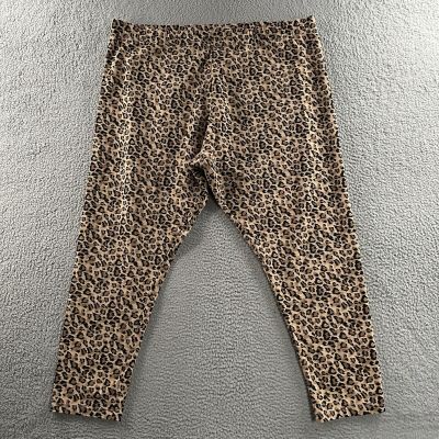 Soft Surroundings Womens Leggings Brown Size 3X Ankle Animal Print Cotton Blend