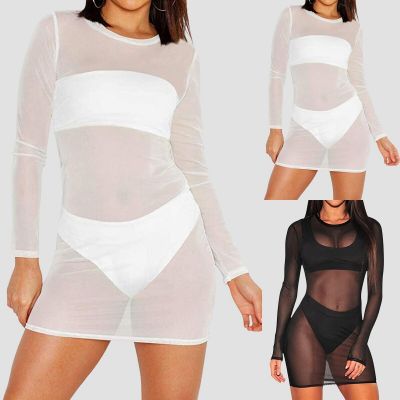 Holiday Lingerie for Women plus Size Womens Sexy Sheer Mesh Dress Long Sleeve