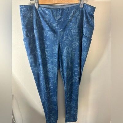 Chico's Zenergy Pocket Leggings blue paisley size 16/18