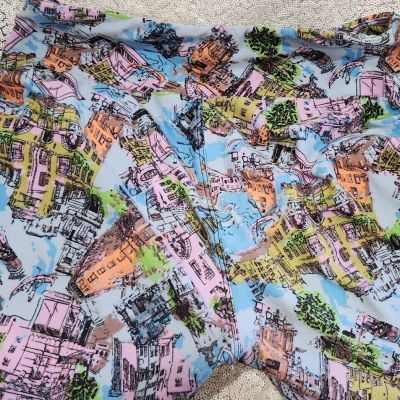 Lularoe Cityscape Buildings Blue Venice Europe Print Leggings One Size