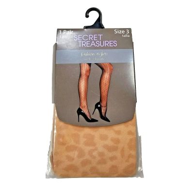 Secret Treasures Animal Pattern Fashion Tights Nylon Pantyhose Size 3 Nude Beige