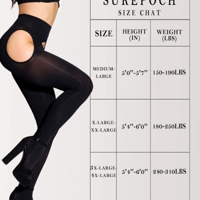 Suspender Tights for Women Plus Size Garter Belt X-Large-XX-Large, Black