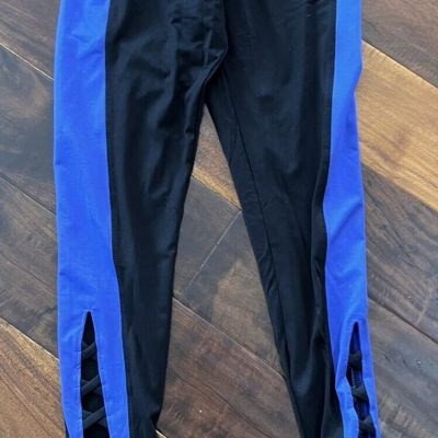 Victoria Secret PINK Ultimate Legging High Waist XS Strappy Leg Black Blue HTF