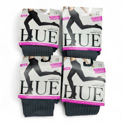 HUE Double Rib Shaping Tights Gray 4 Pairs Size 1 Graduated Leg Compression New