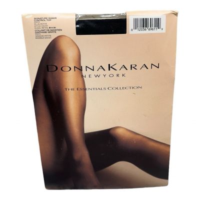 VTG Donna Karan New York Pantyhose Signature Sheer Control Top Onyx Plus Petite