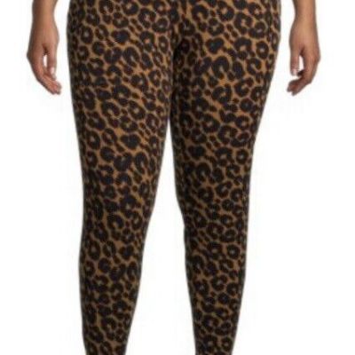 Terra & Sky  NEW?Woman's Printed high rise legging's size 5X~tan/black animal