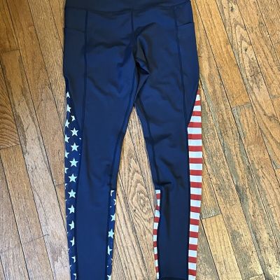 Curves N Combatboots Navy Americana Leggings Women Size Medium