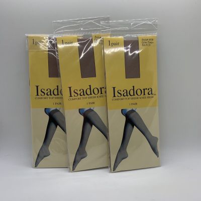 Isadora Comfort Top Sheer Knee High Sz 9-11 Taupe Women Lot Of 3 NWOT Tights