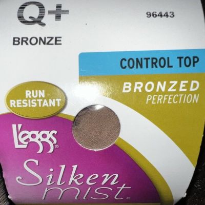 L'eggs Silken Mist 1 Pair Women's Tights Hose Bronze Control Top Sheer Leg ~ Q+