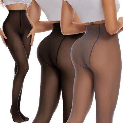 Women Thermal Tights Pantyhose Fleece Lined Soft Fake Translucent Leg Stockings/