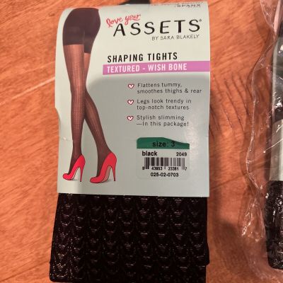 3 PACKS Spanx Love your Assets Shaping Tights Texture Wishbone Size 3 New Black