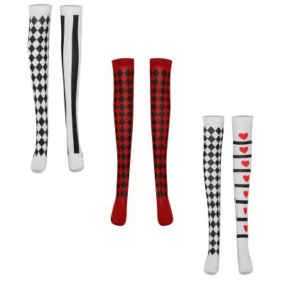 US Womens Stockings Carnival Socks Stylish Clown Cosplay Comfortable Thigh-Highs