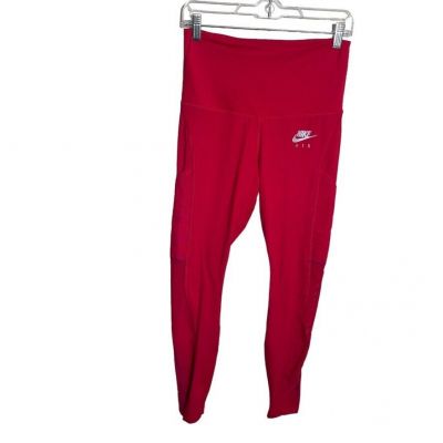 Nike Air Leggings Women's Medium Red Pull On Athletic Dri-Fit Pockets