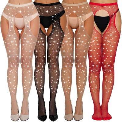 Womens High Waist Tights Fishnet Stockings Thigh High Pantyhose Plus Size Fis...