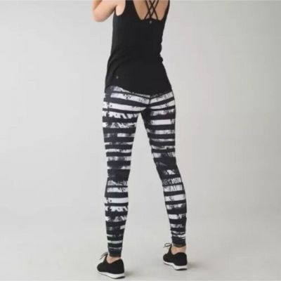 Lululemon Wunder Under Pant *Full-On Luon in Shady Palms Black White Size 4