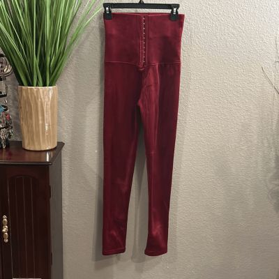 B12 Coco Moda very high waisted red velvet leggings size small/medium