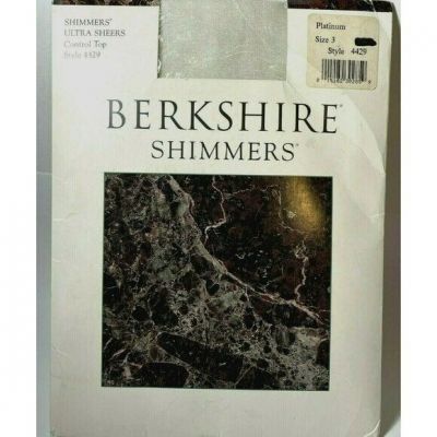 Women Berkshire Shimmers Sandalfoot Pantyhose Sz 3 Ultra Sheer 4429 Platinum Vtg