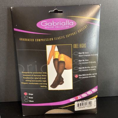 GABRIALLA 2 Pair Sheer Knee High Compression Stockings (25-35mmHg) Beige Med.